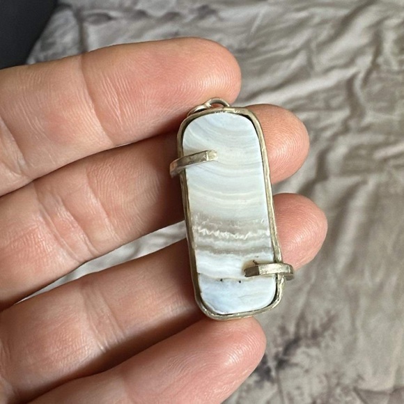 Rustic cuff and pendant set - reclaimed sterling silver - Picture 4 of 4